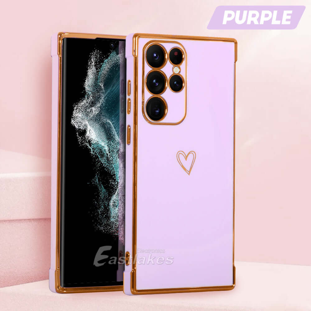 Cute Girly Heart Metallic Silicone Shockproof Case For Samsung Galaxy